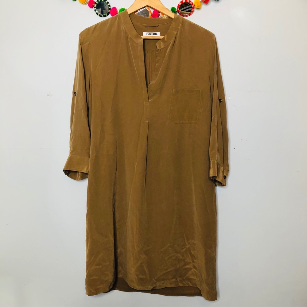 MAX & MOI 100% silk camel color dress
